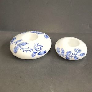 Blue and white floral tealight holders